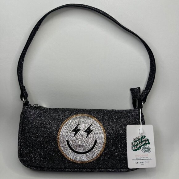 NWT SKINNY DIP LONDON Amber SMILE Emoji Rhinestone-Embellished Shoulder Bag - Picture 7 of 16